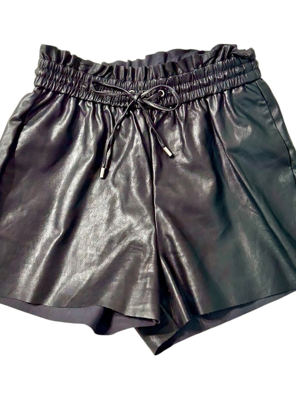 NWOT ZENANA Black faux leather shorts - Picture 6 of 9
